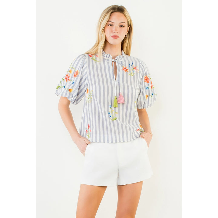 PUFF SLEEVE STRIPED TOP