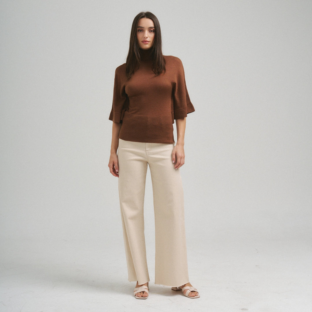TURTLENECK HALF SLEEVE SWEATER