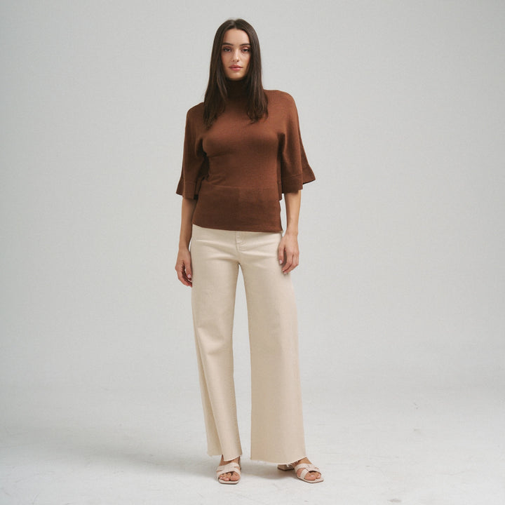 TURTLENECK HALF SLEEVE SWEATER