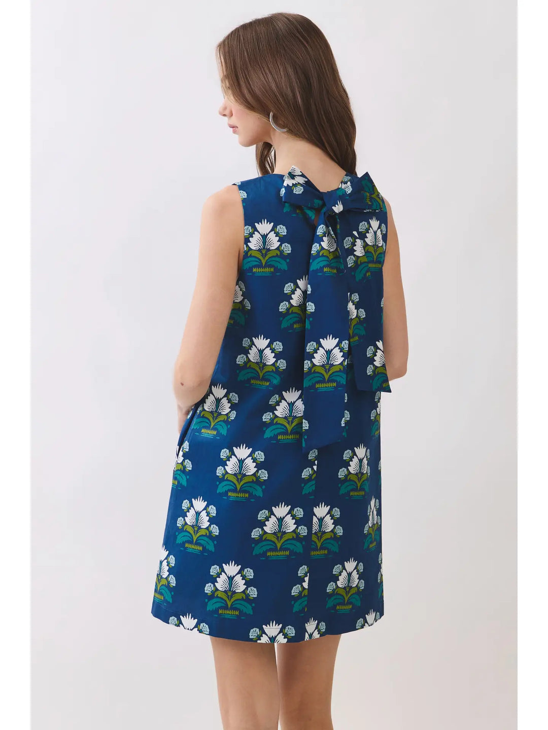 FLORAL PRINT BOW BACK SHIFT DRESS