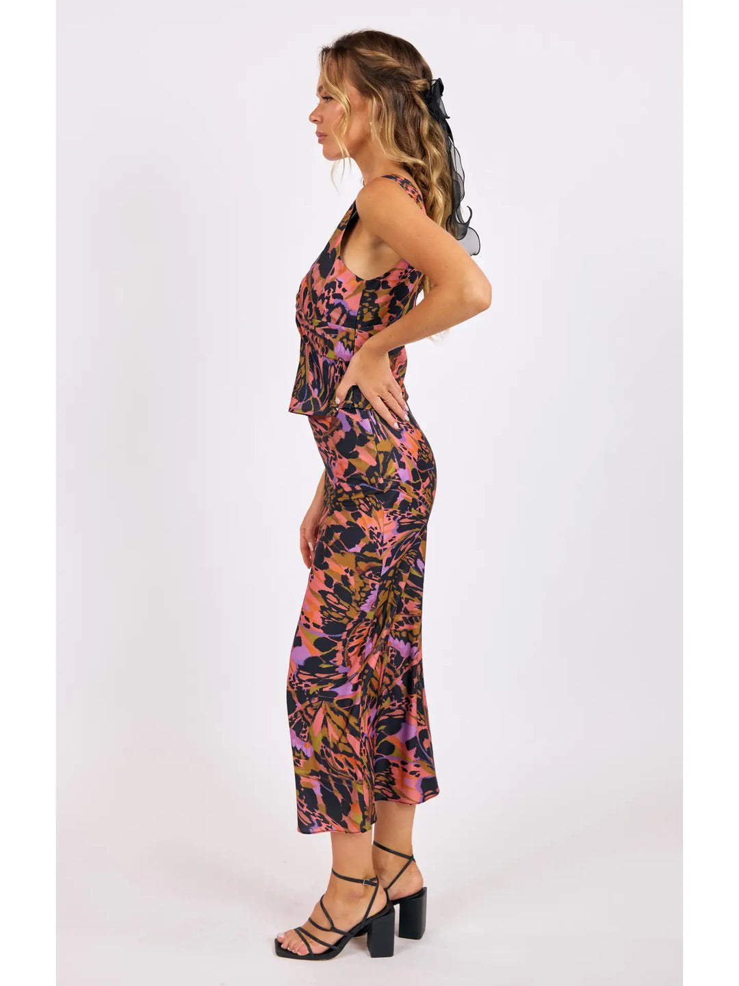 BUTTERFLY KISS BIAS MIDI SKIRT