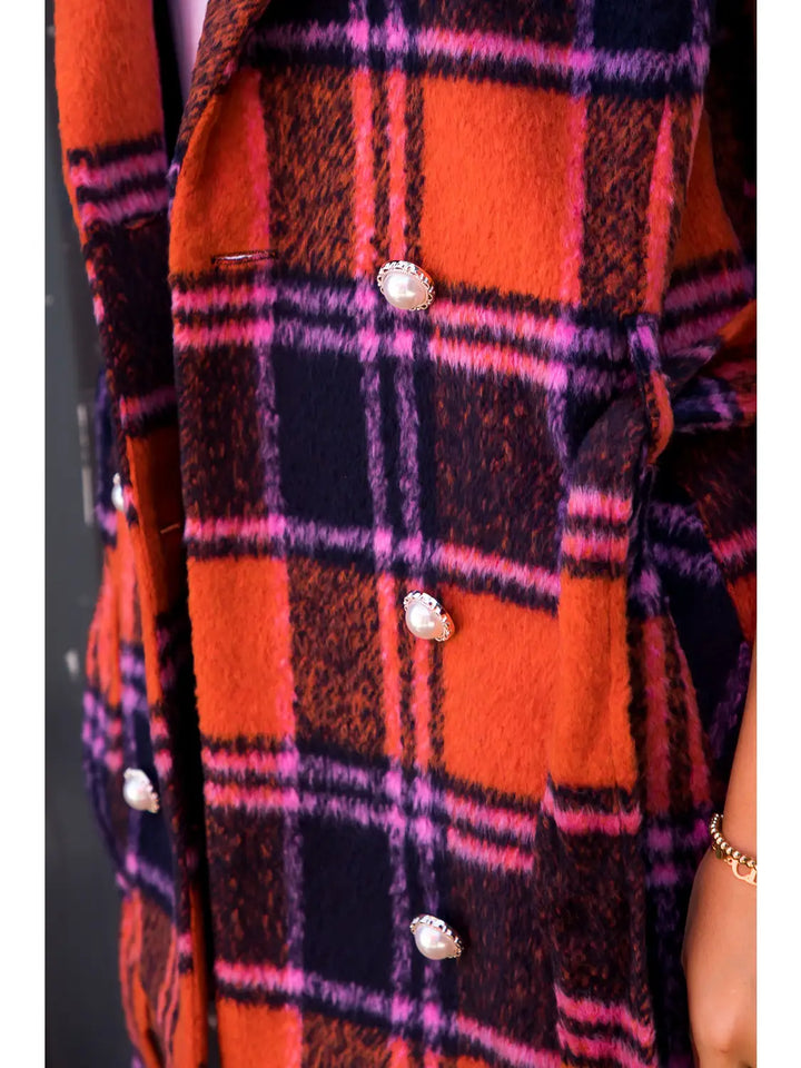 BRUSHED PLAID DOUBLE BREASTED VEST