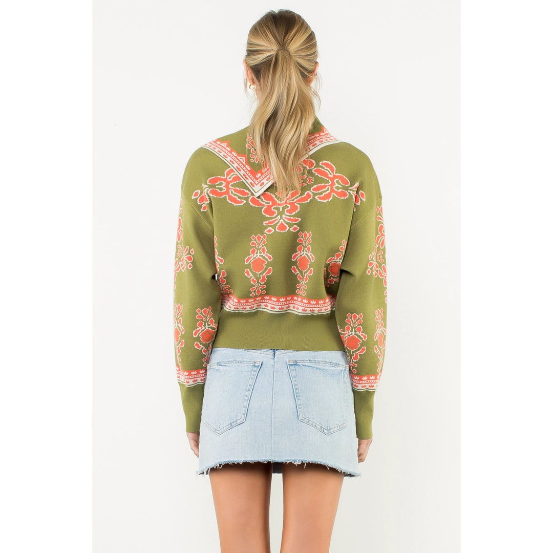 LONG SLEEVE PRINT SWEATER