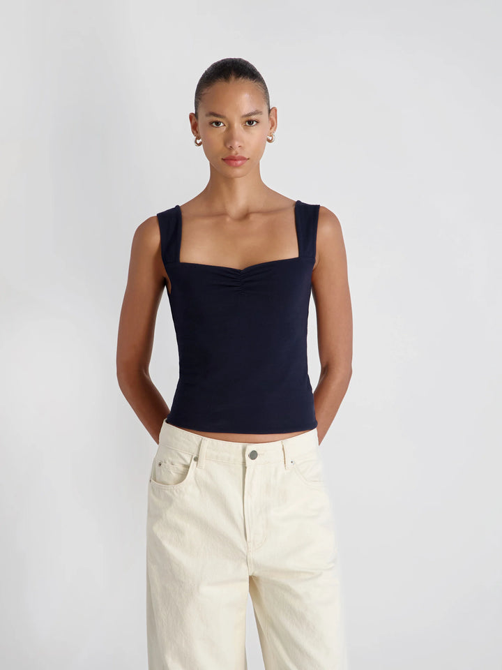 MAISIE JERSEY KNIT RUCHED FRONT TANK
