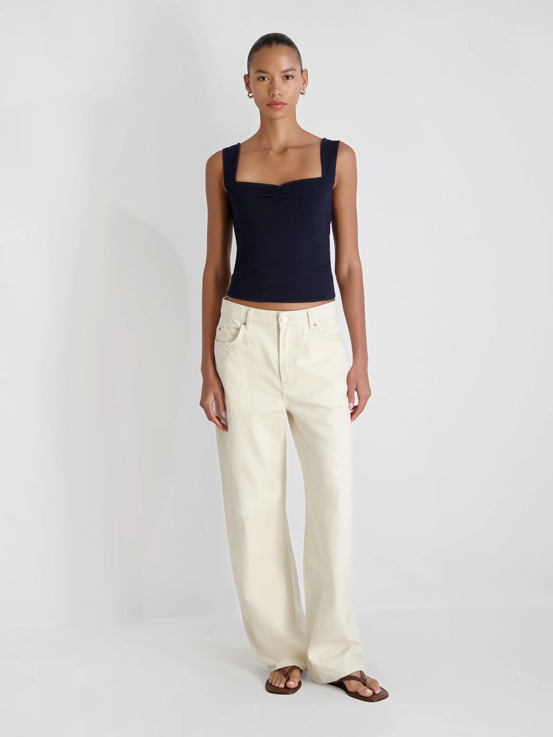 MAISIE JERSEY KNIT RUCHED FRONT TANK