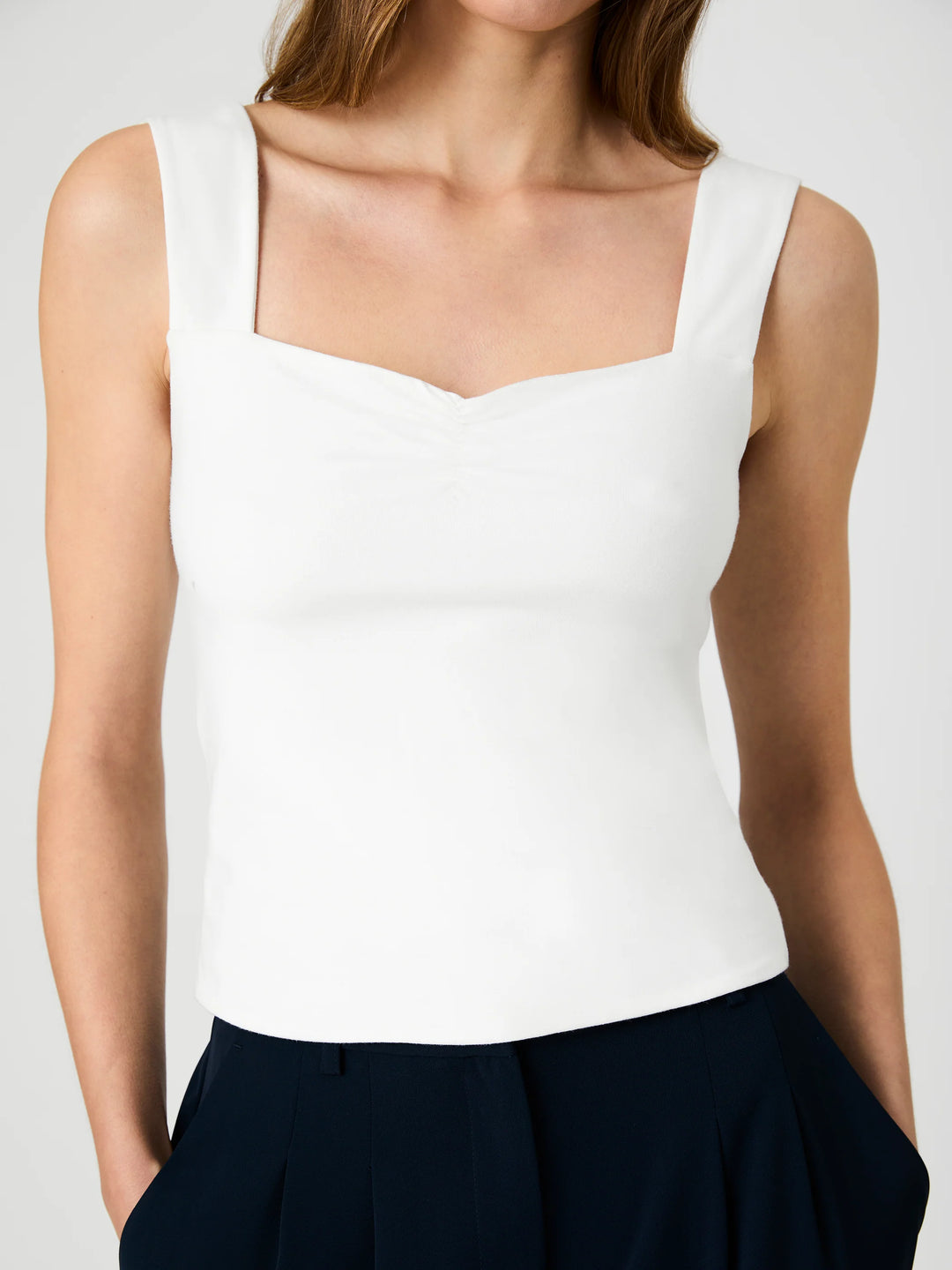 MAISIE JERSEY KNIT RUCHED FRONT TANK