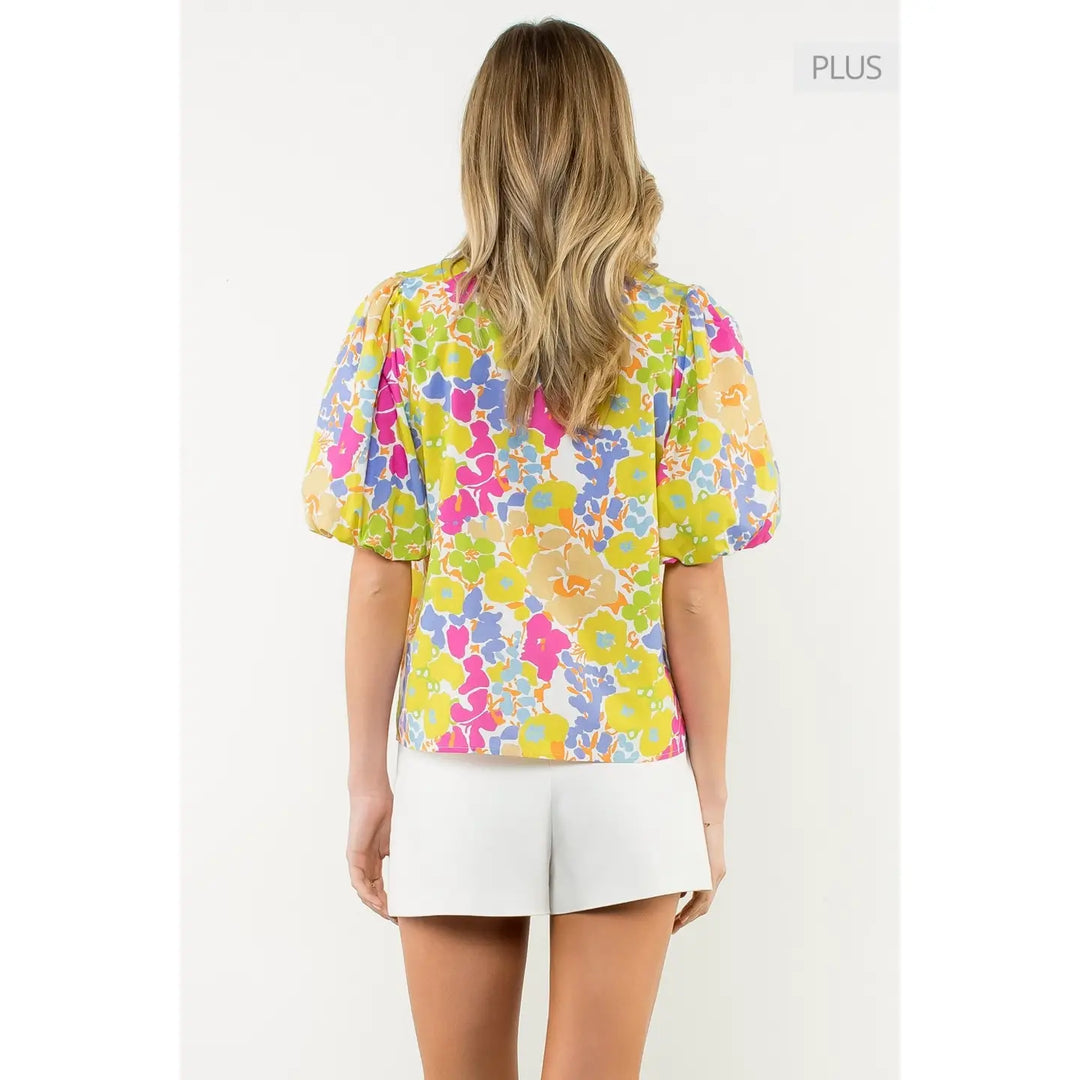 PUFF SLEEVE MULTI COLOR TOP