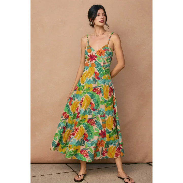 OCEAN ORCHARD BEAD DETAIL MIDI DRESS