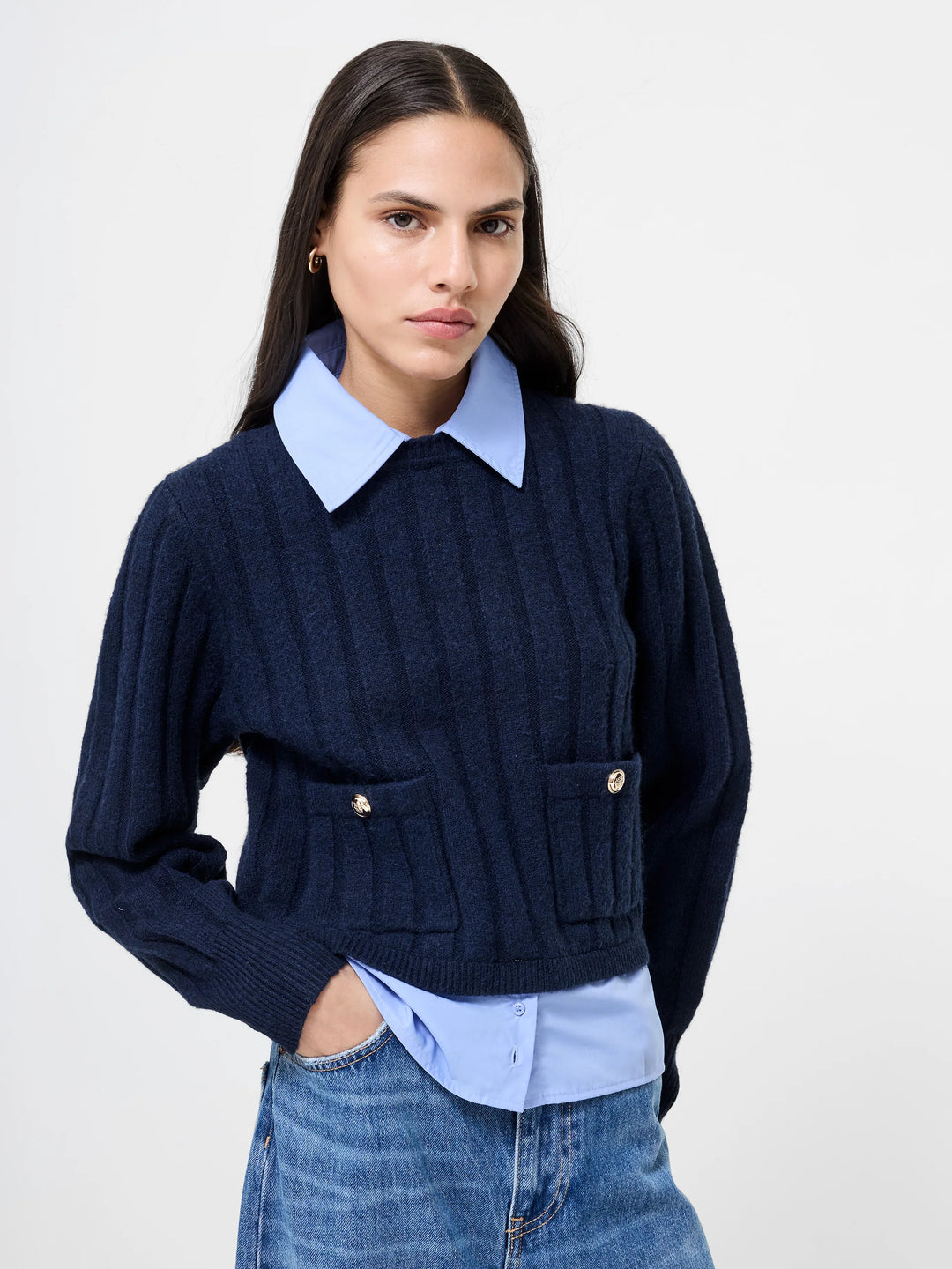 ELLIE KNIT COLLARED PULLOVER