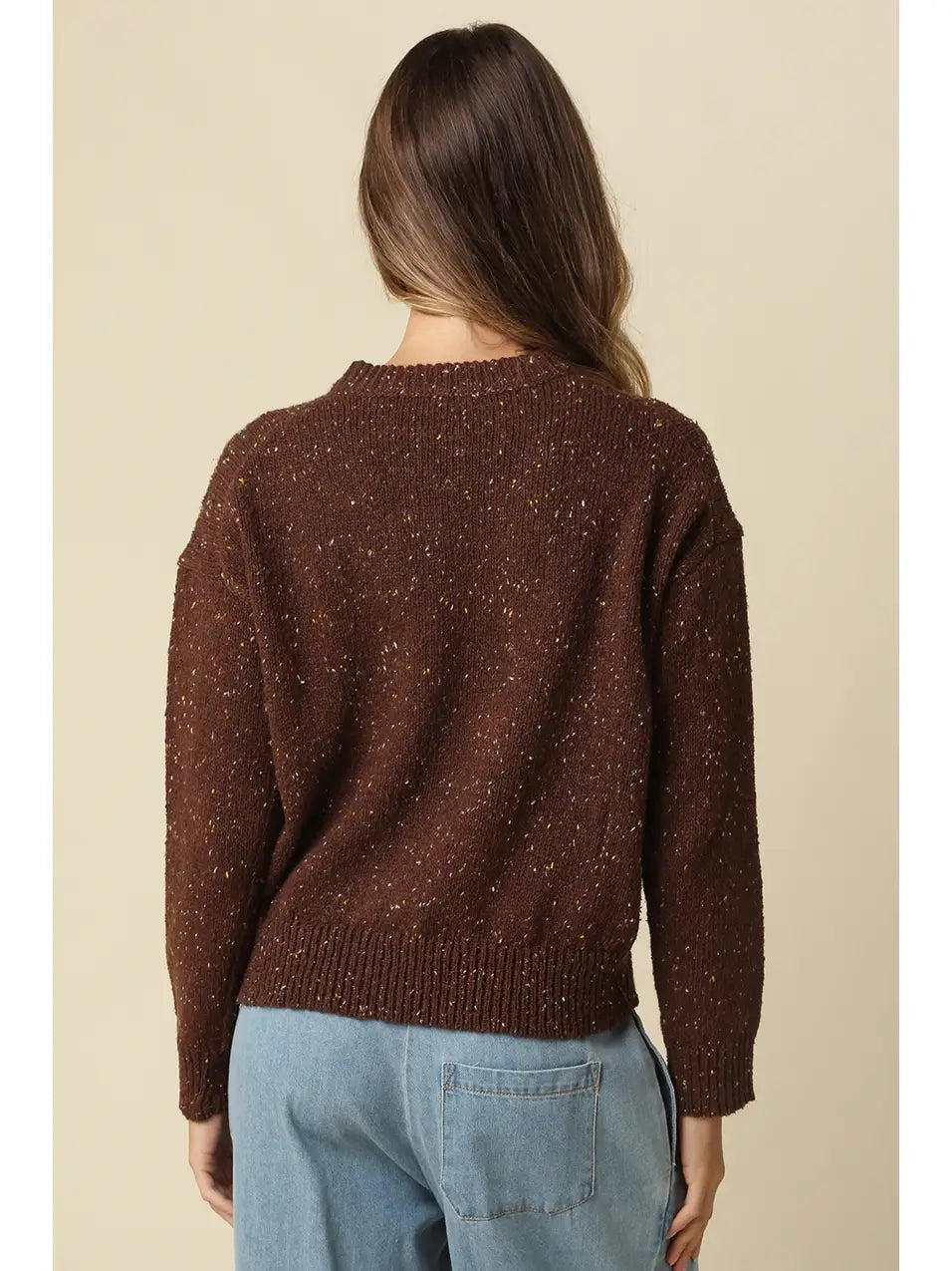 AMARA SPECKLED HENLEY SWEATER