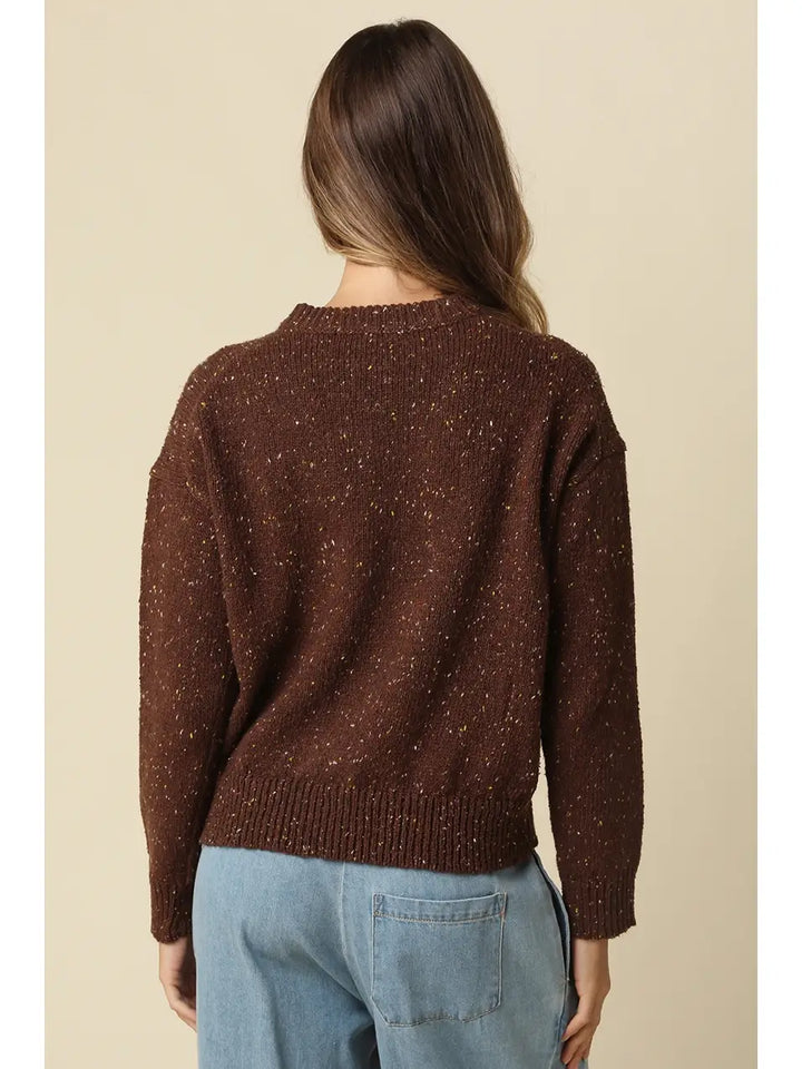 AMARA SPECKLED HENLEY SWEATER