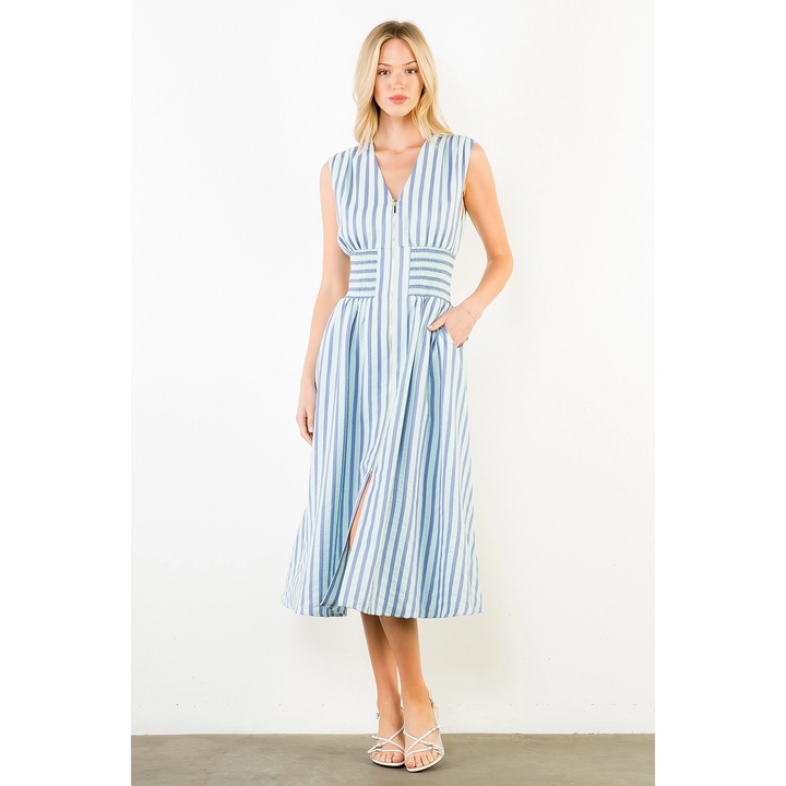 SLEEVELESS STRIPES DRESS