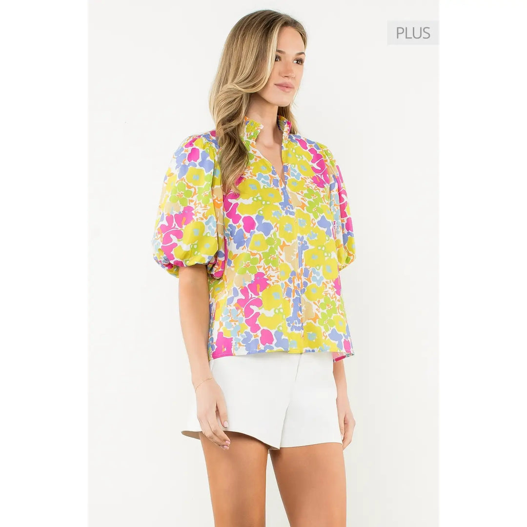 PUFF SLEEVE MULTI COLOR TOP