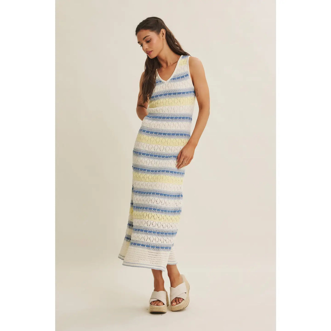 RETRO-INSPIRED CROCHET SWEATER MIDI DRESS