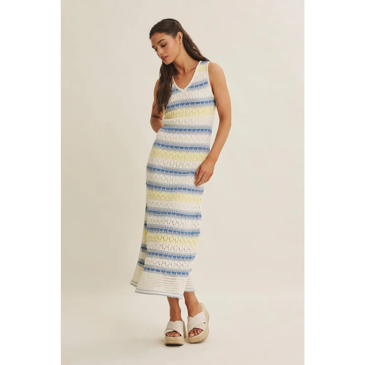 RETRO-INSPIRED CROCHET SWEATER MIDI DRESS