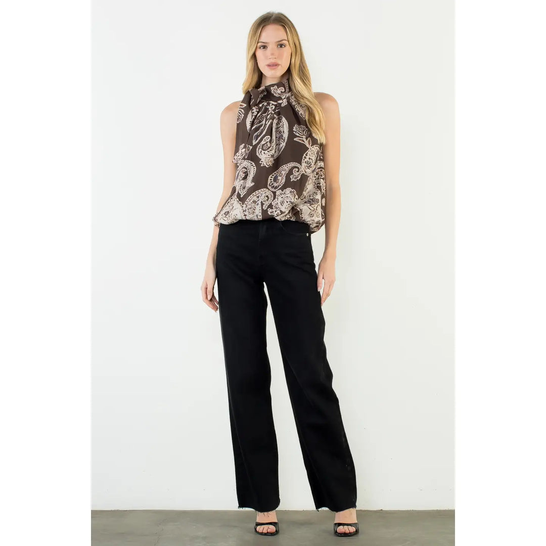 HALTER PAISLEY PRINT TOP