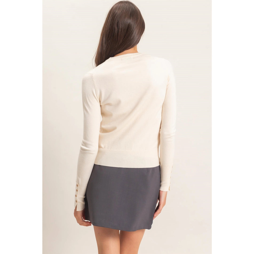 CREW NECK SWEATER WITH RIBBED HEM