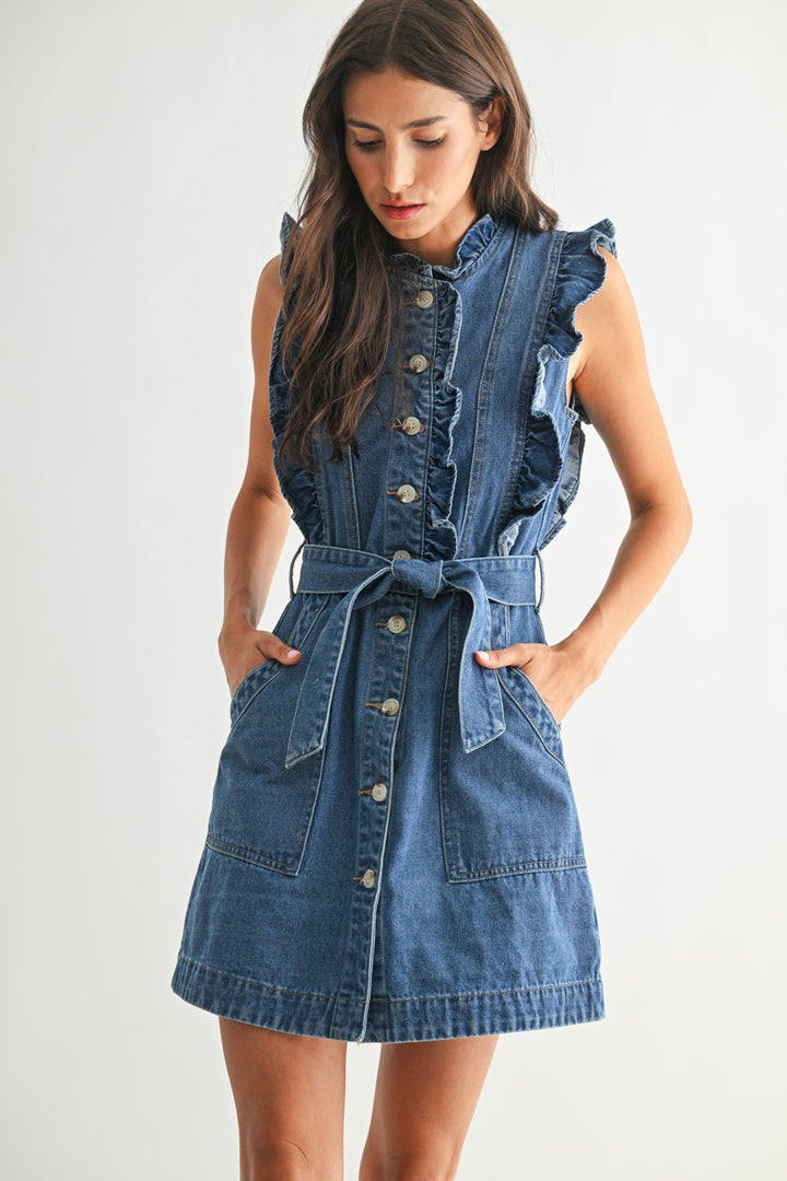 STYLISH DENIM BUTTON-DOWN DRESS