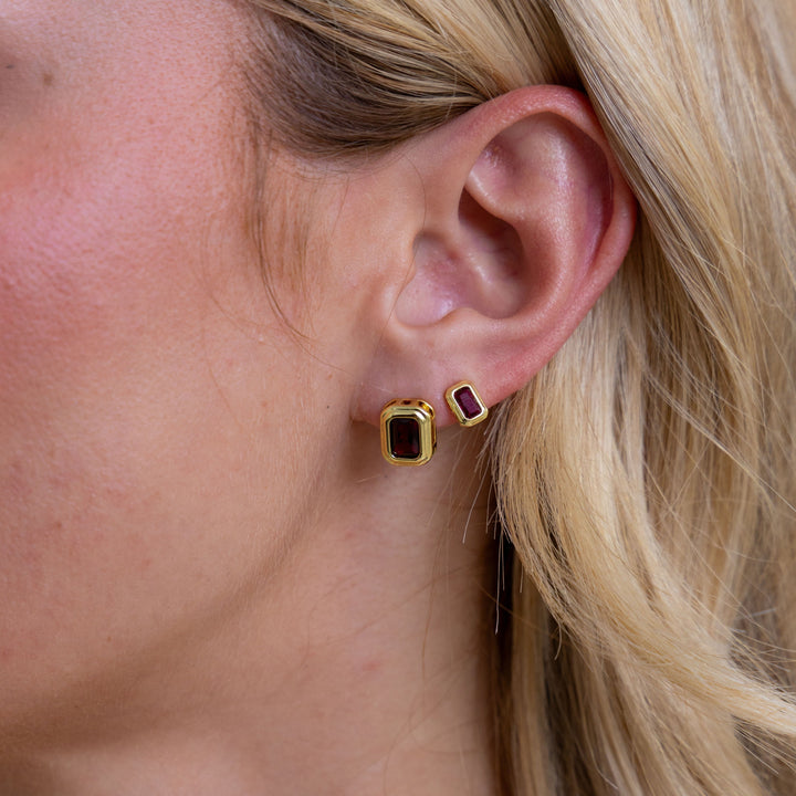 Clementine Ruby Bezel Studs