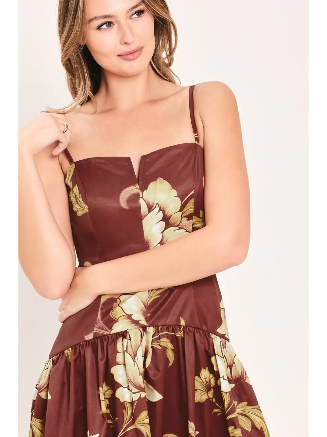 PRINTED WOVEN MIDI DRESS