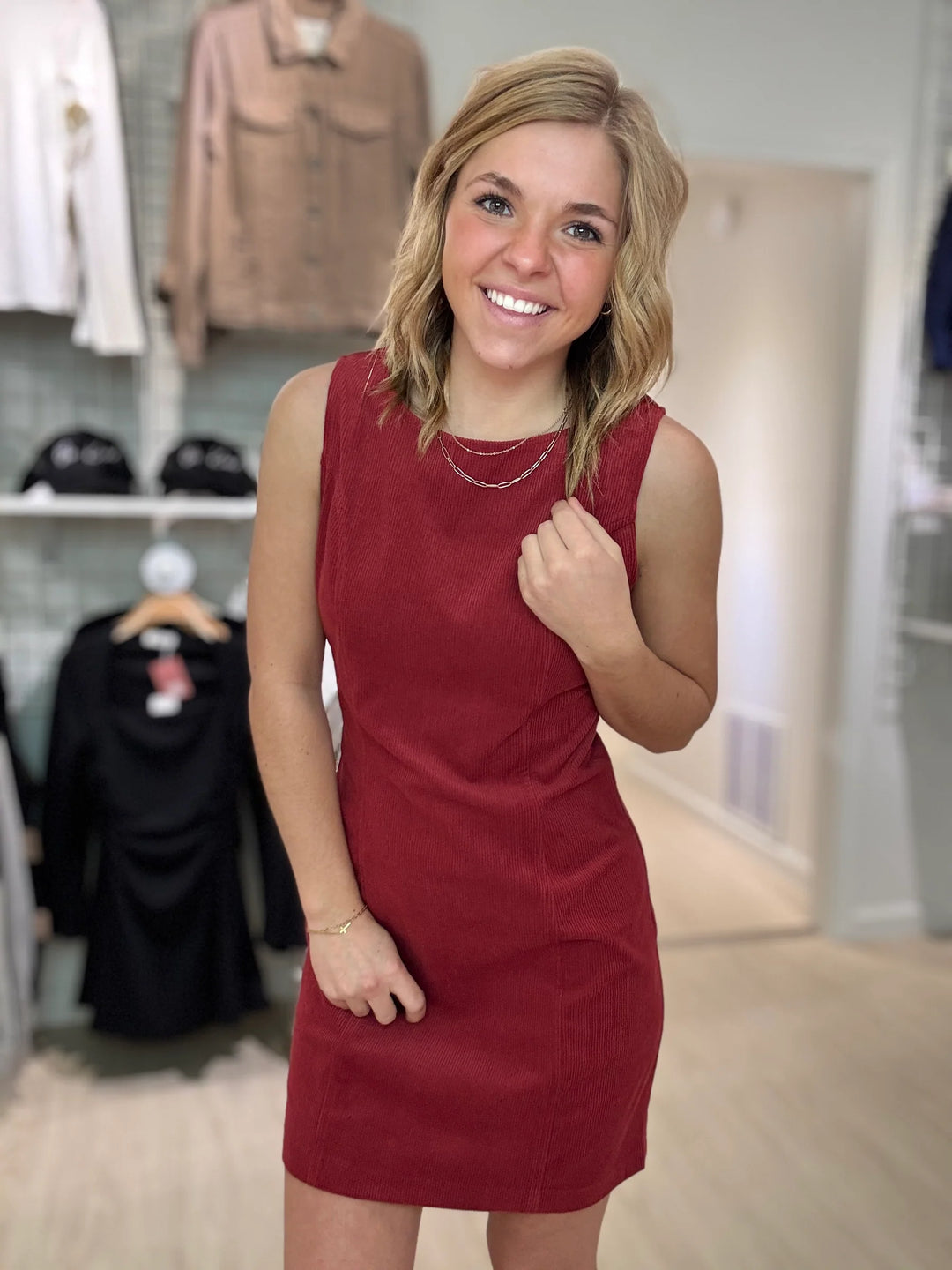 SKY BAR CORDUROY MOD DRESS