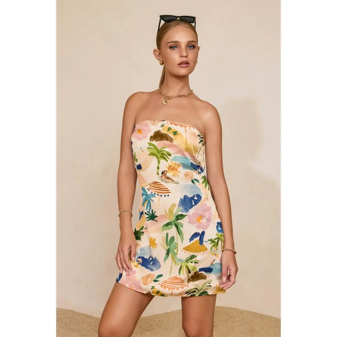 ISLA BONITA STRAPLESS BACK DETAIL MINI DRESS