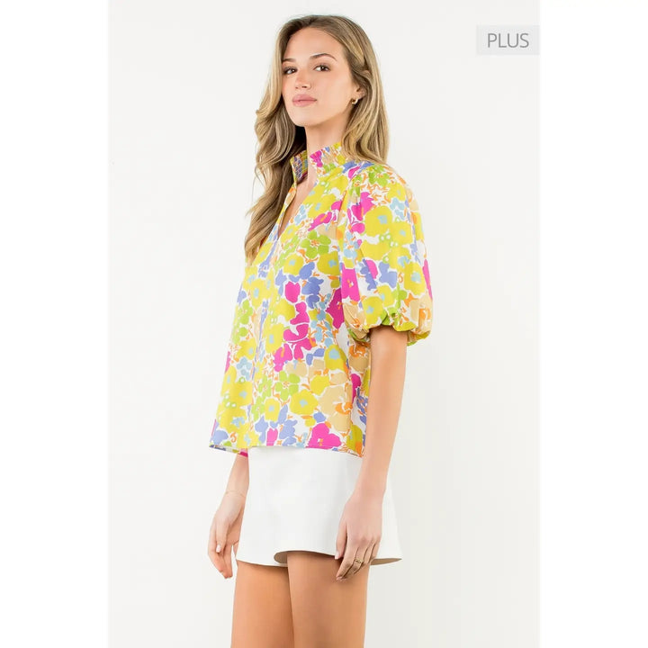 PUFF SLEEVE MULTI COLOR TOP
