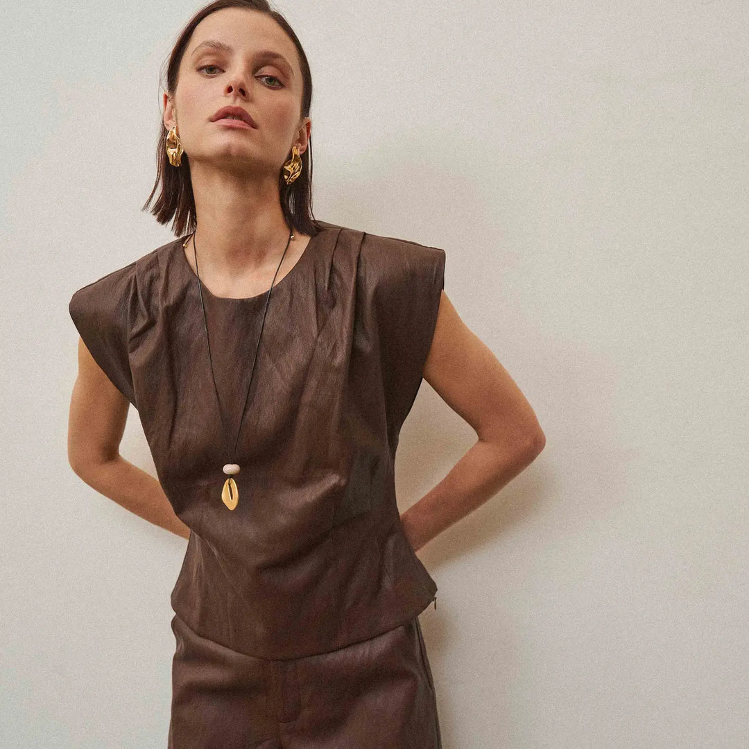 VEGAN LEATHER TOP &amp; PANTS SET