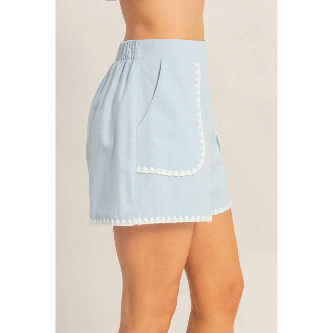SCALLOP TRIM HIGH-WAISTED SHORTS