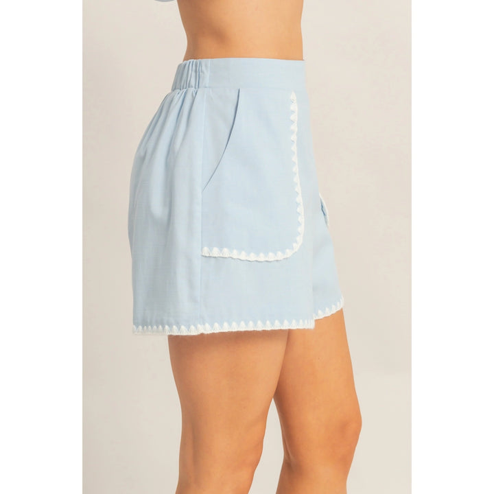 SCALLOP TRIM HIGH-WAISTED SHORTS