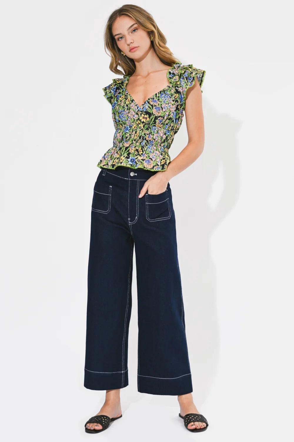 DION SURPLICE PEPLUM TOP