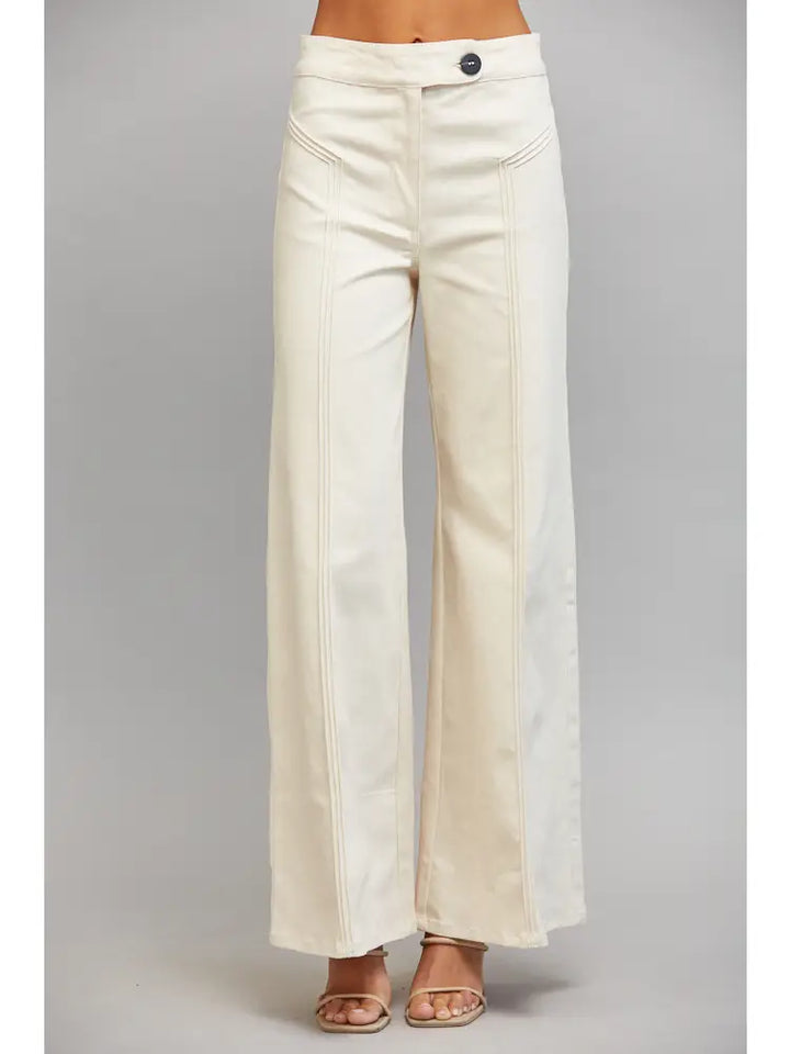 VERTICAL SEAM DETAIL HIGH WAISTED FLARE PANTS