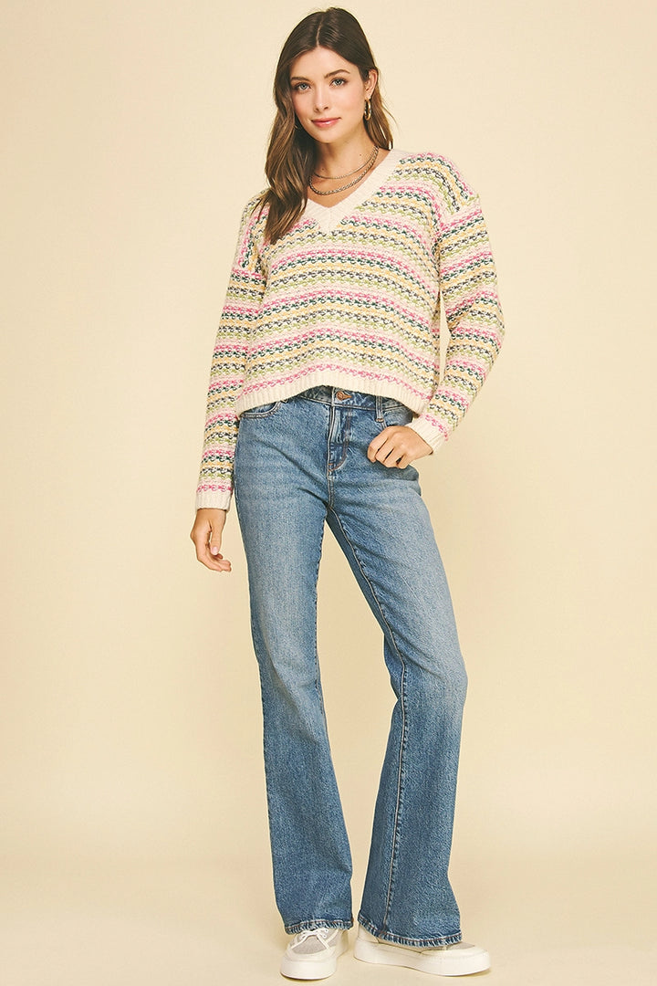 MULTI COLOR KNIT CROP SWEATER