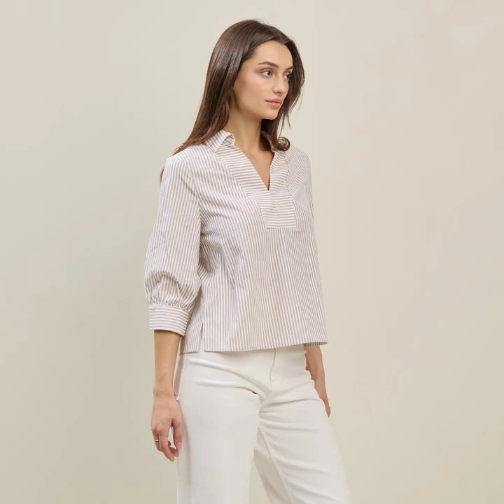 STRIPE 3/4 SLEEVE BLOUSE