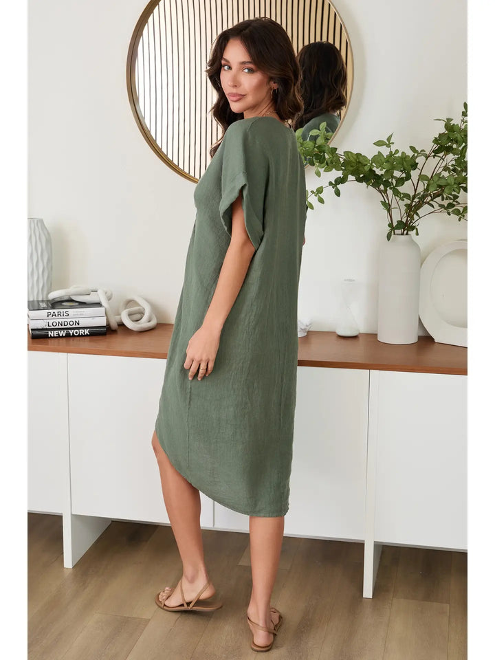 FRONT TWIST DRESS WITH FRONT SLIT