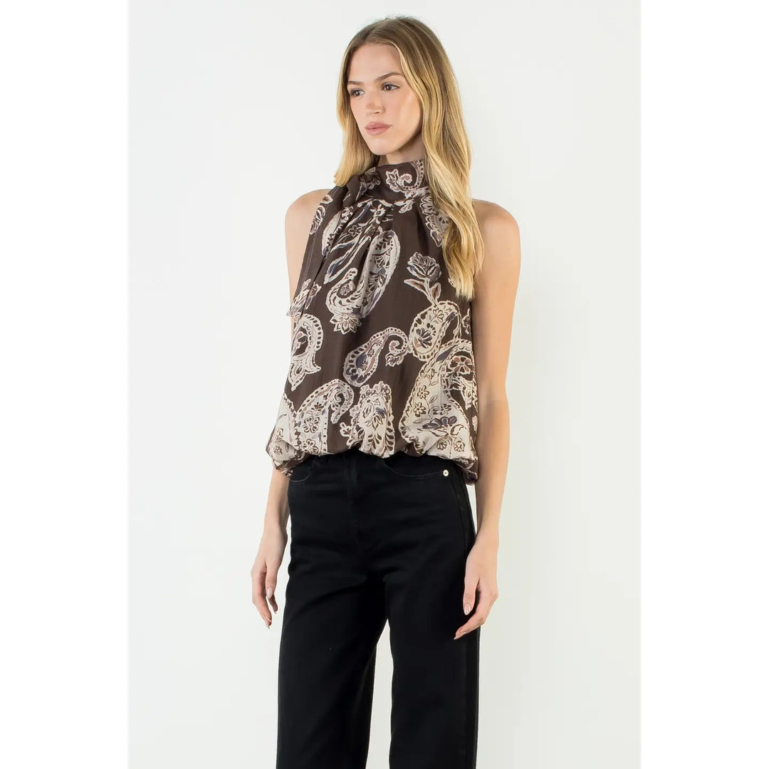 HALTER PAISLEY PRINT TOP