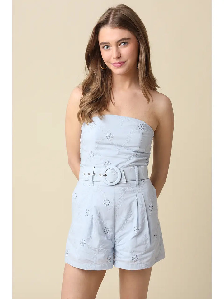 KAYA STRAPLESS BELTED ROMPER