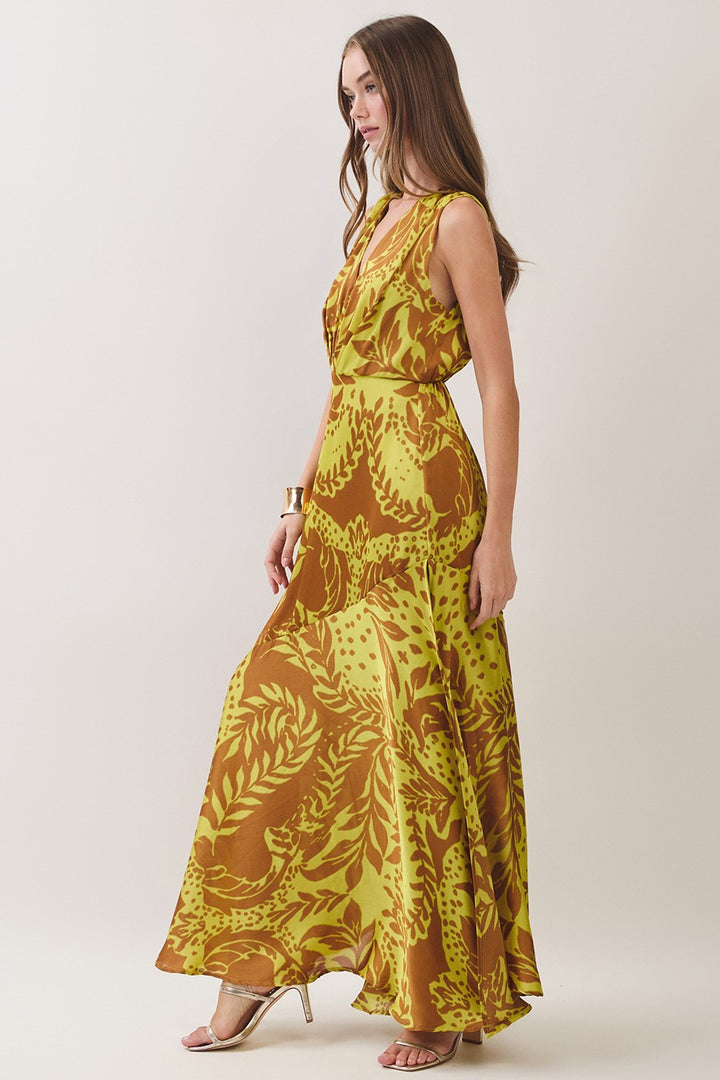 TERRA BOTANICA V-NECK MAXI DRESS