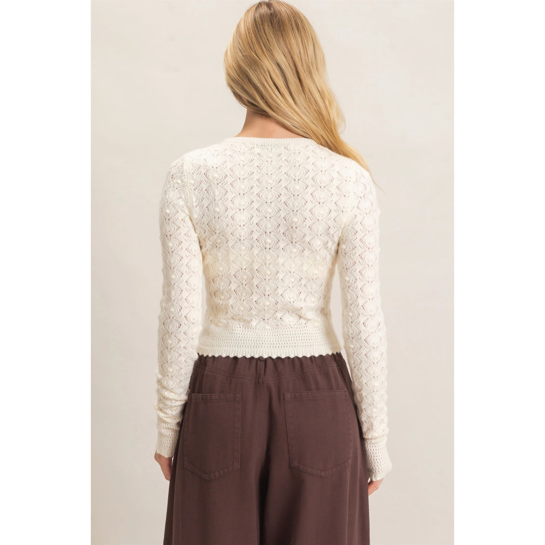 CROCHET SCALLOPED HEM SWEATER