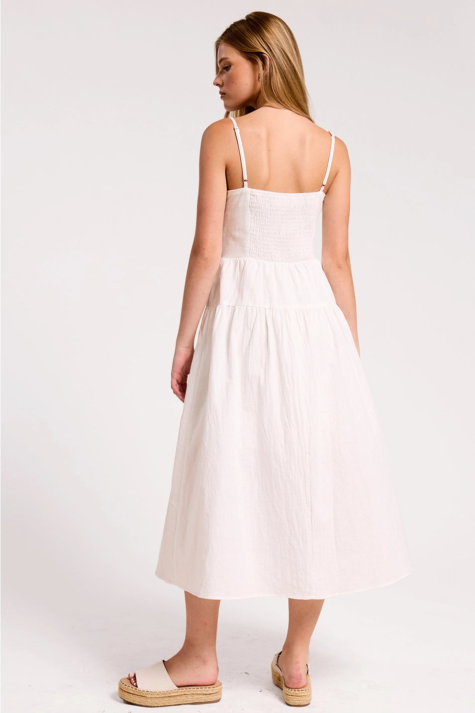 MARINE SHELL EMBROIDERED APPLIQUE MIDI DRESS