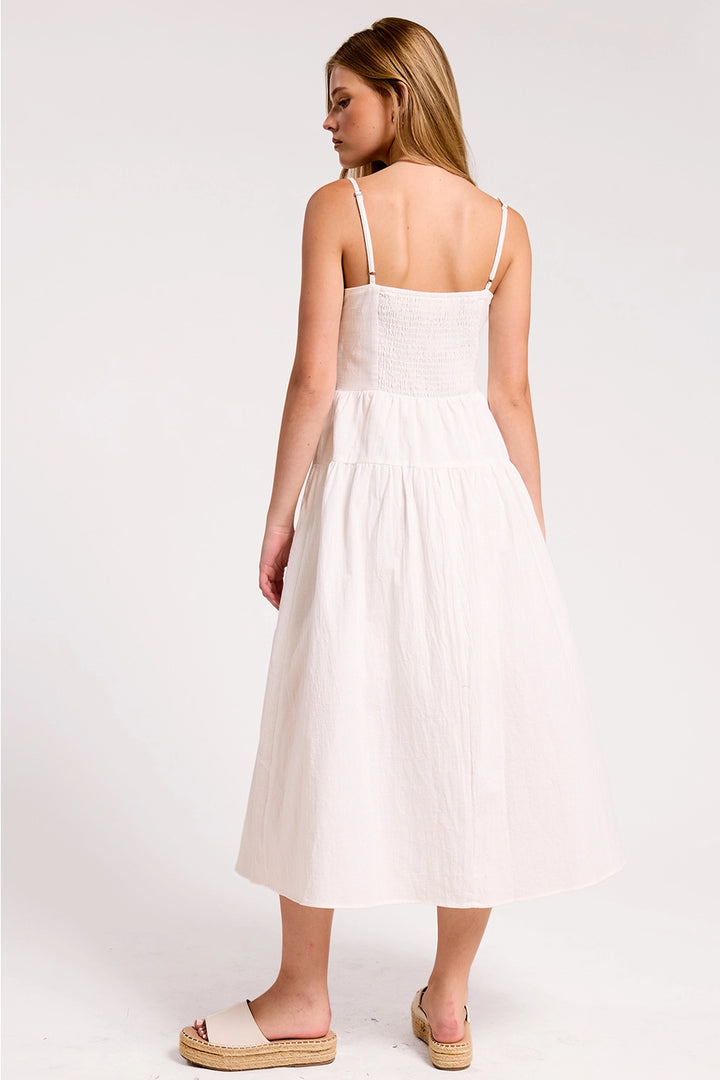MARINE SHELL EMBROIDERED APPLIQUE MIDI DRESS