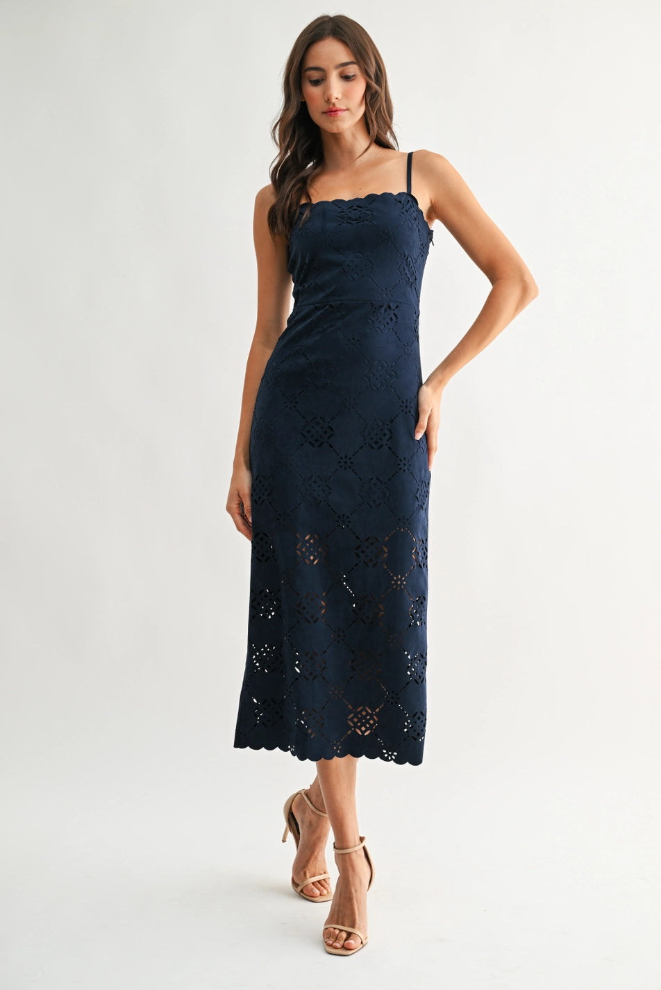 LASER-CUT MIDI DRESS