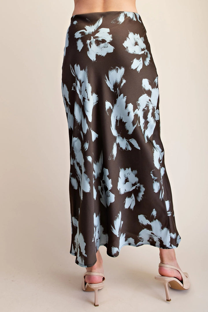 SATIN MIDI SKIRT WITH WAIST ELASTIC BAND