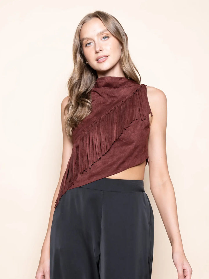 DIAGONAL FRINGE TANK TOP