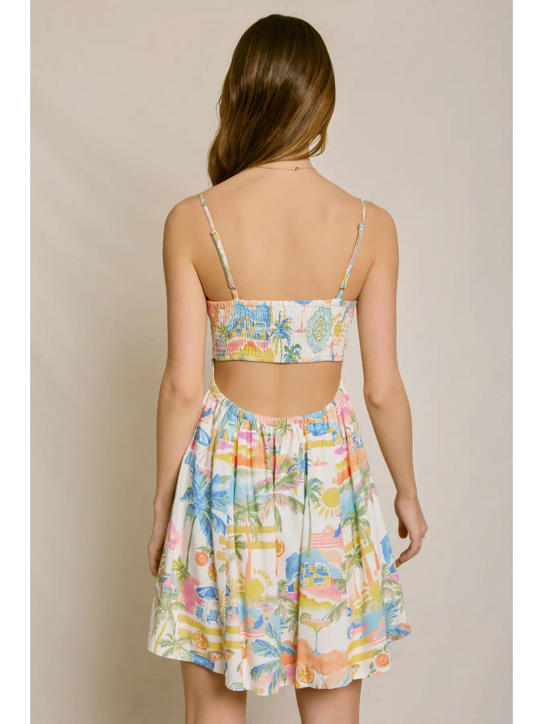 SUMMER SOMEWHERE CUTOUT DETAIL MINI DRESS