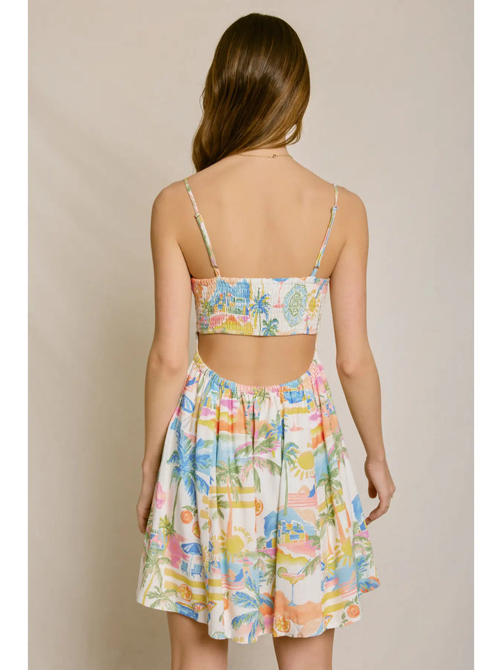 SUMMER SOMEWHERE CUTOUT DETAIL MINI DRESS