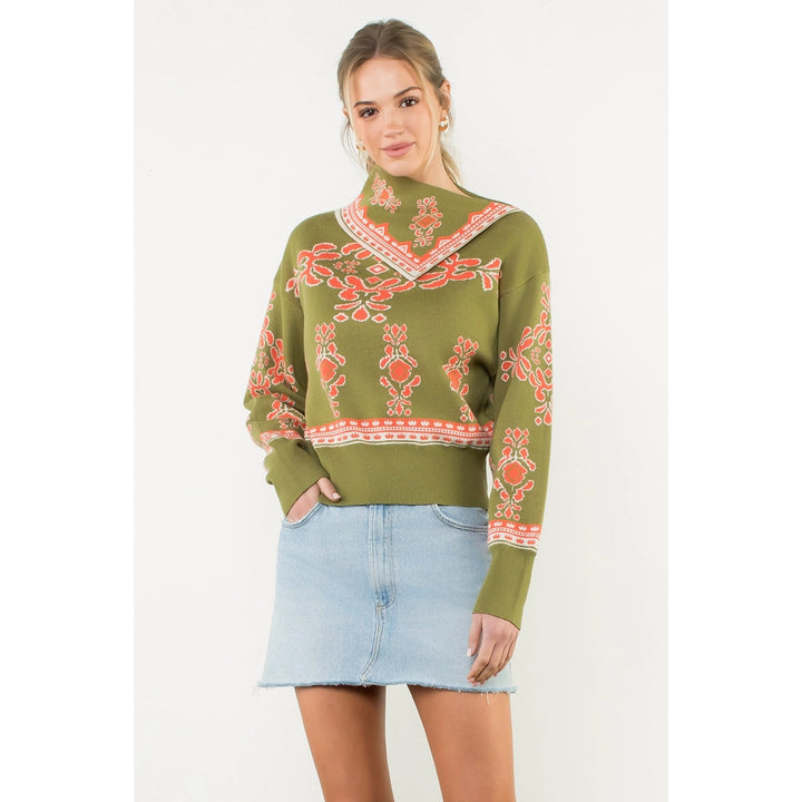 LONG SLEEVE PRINT SWEATER