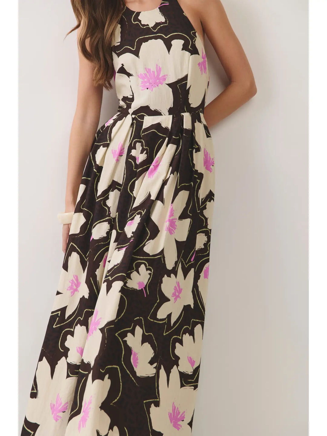FLORAL PRINT HALTER MAXI DRESS