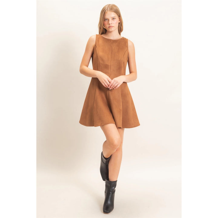 SLEEVELESS SUEDE MINI DRESS