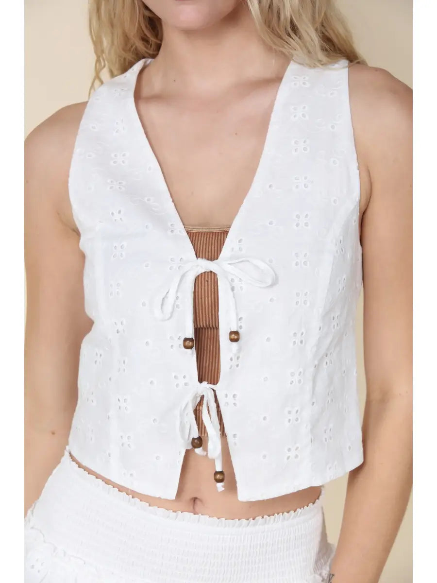 COTTON EYELET VEST
